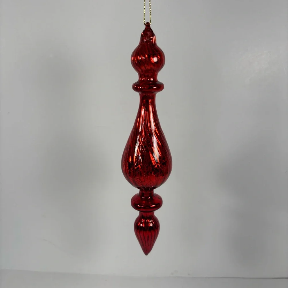 robert stanley christmas Teardrop Swirled Detailing Red‎ Glass ornament set Of 3